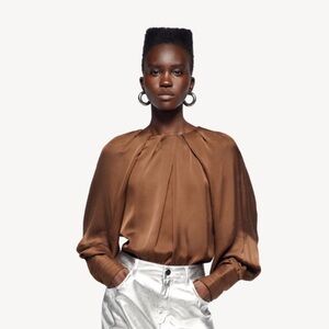 ZARA | Pleated Satin Effect Bodysuit | NWT